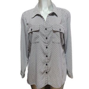 Polka Dot Shirt Long Sleeve Lightweight Business Casual Monochrome Office/Career